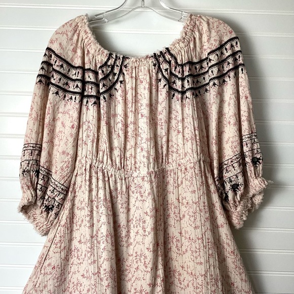 Free People Swing Into Spring floral embroidered off shoulder Mini Dress Sz S/P - Picture 13 of 13